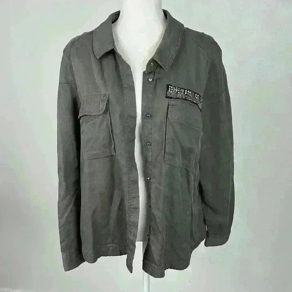H&M Grey Button Front Jacket Size 12 - Picture 1 of 10